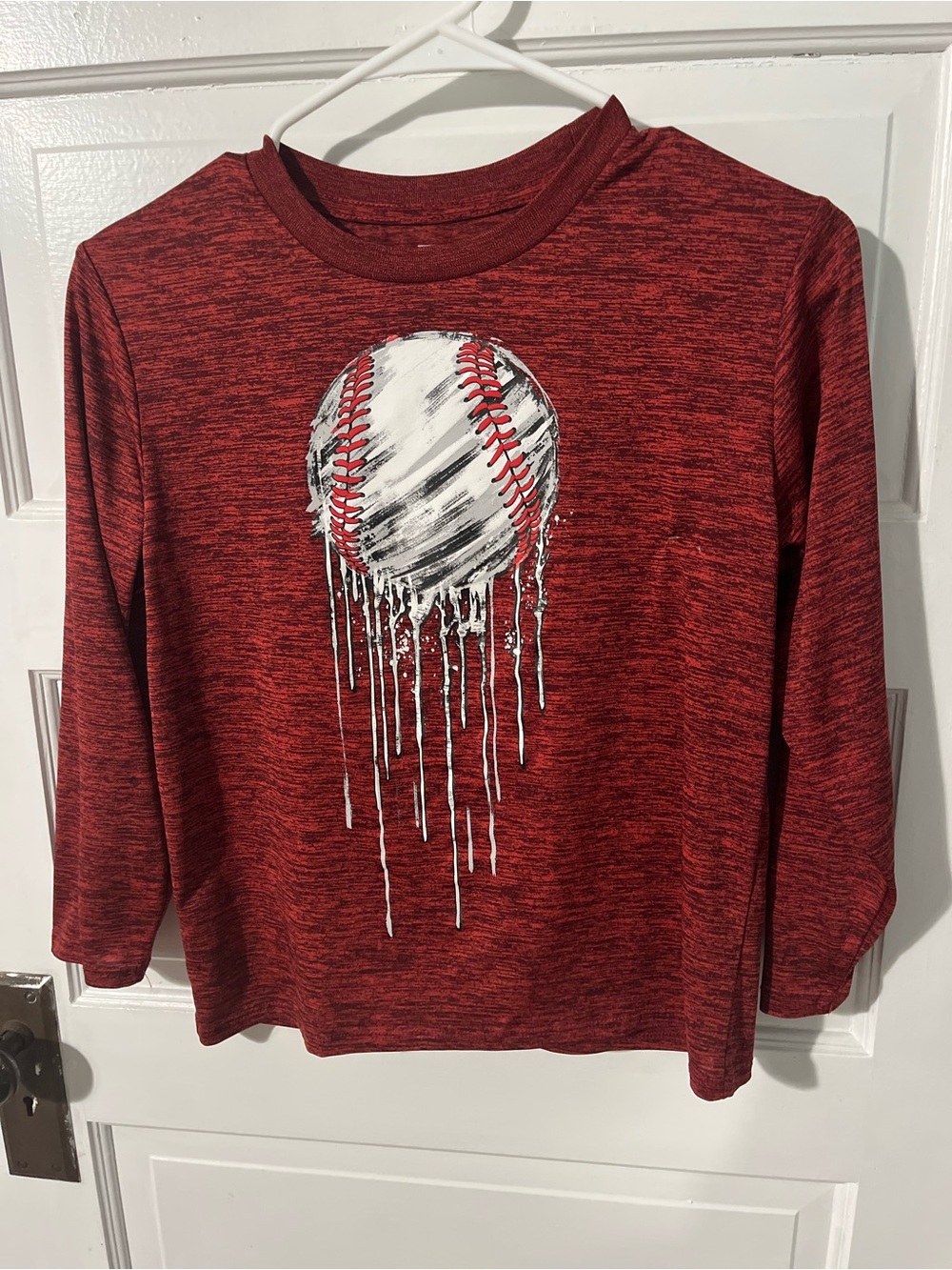 Kids Red Baseball Graphic Long-Sleeve Top size medium